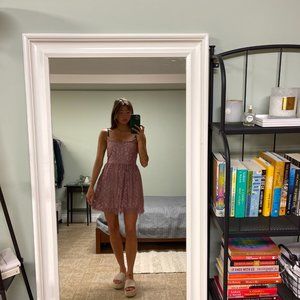 Mauve Pink Lace Formal Dress With zipper on side and adjustable straps